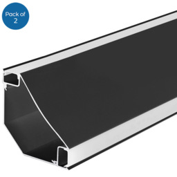 ENER-J Black Corner Aluminium Profile Gypsum LED Cove Light 2m 2 Pack - Size: 12 x 4 x 12cm - Wilko