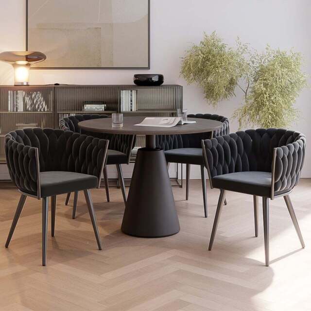 Tectake Astano Set of 4 Black Dining Chair - Size: 75 x 60.5 x 55cm - Wilko - image 1