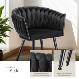 Tectake Astano Set of 4 Black Dining Chair - Size: 75 x 60.5 x 55cm - Wilko - thumbnail 4