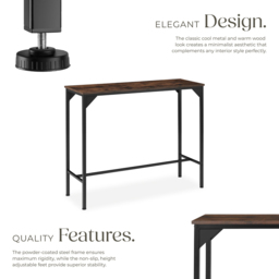 tectake Kerry 2 Seater Industrial Dark Wood High Dining Table - Brown - Wilko - thumbnail 4