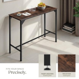 tectake Kerry 2 Seater Industrial Dark Wood High Dining Table - Brown - Wilko - thumbnail 5