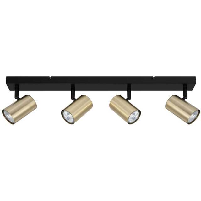 Cosylyte Grafton Brushed Brass 4 Light Spotlight with Matt Black Base - Size: 64 x 16 x 8cm - Wilko - image 1