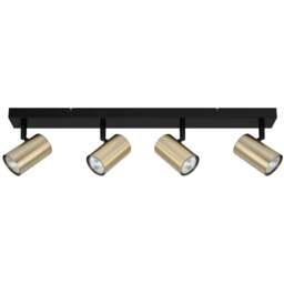 Cosylyte Grafton Brushed Brass 4 Light Spotlight with Matt Black Base - Size: 64 x 16 x 8cm - Wilko