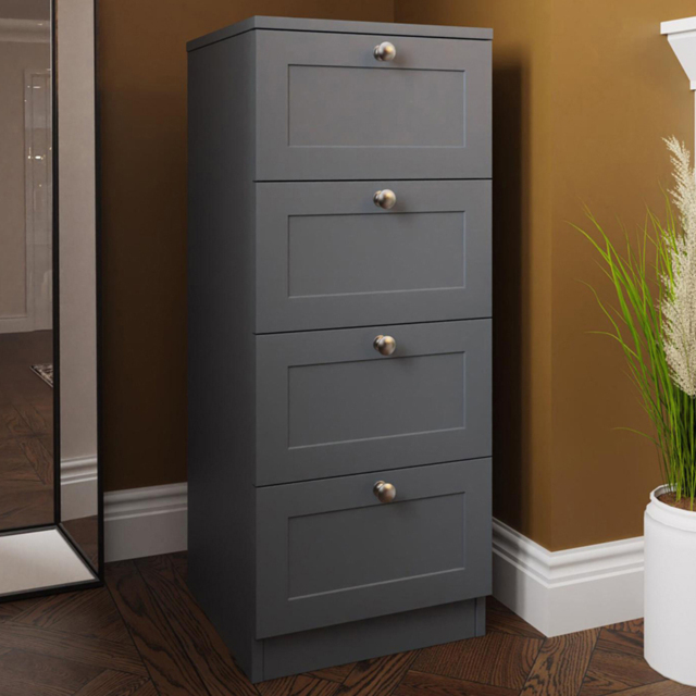 FWStyle Artus 4 Drawer Dark Grey Panelled Chest of Drawers - Wilko - image 1