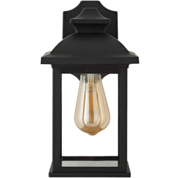 ValueLights Leo Matte Black Traditional Lantern LED Wall Light - Size: 38 x 18.8 x 24.1cm - Wilko