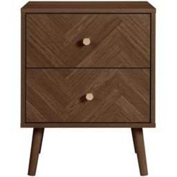 Herringford 2 Drawer Walnut Chevron Bedside Table - Brown - Birlea - Wilko - thumbnail 4