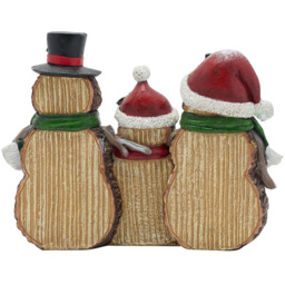 The Seasonal Gift Co. Family of Joy Wood Effect Snowman Christmas Decoration - Size: 18.5 x 22 x 6.5cm - Brown - Wilko - thumbnail 4