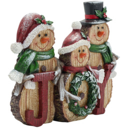 The Seasonal Gift Co. Family of Joy Wood Effect Snowman Christmas Decoration - Size: 18.5 x 22 x 6.5cm - Brown - Wilko - thumbnail 3