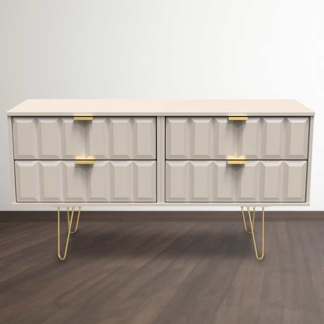 Crowndale Cube 4 Drawer Matt Kashmir Chest of Drawers Ready Assembled - Cream - Wilko - image 1