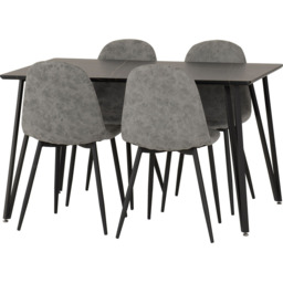 Seconique Marlow and Athens 4 Seater Dining Set Black Marble and Grey PU - Black Marble/Grey Pu - Wilko - thumbnail 3