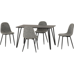 Seconique Marlow and Athens 4 Seater Dining Set Black Marble and Grey PU - Black Marble/Grey Pu - Wilko - thumbnail 4