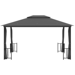vidaXL 3 x 4m Anthracite Gazebo with Side Walls and Double Roof - Grey - Wilko - thumbnail 4
