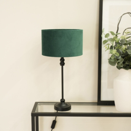 ValueLights Maggie Forest Green Velvet and Black Drum Shade Candlestick LED Table Lamp - Size: 50 x 25 x 25cm - Wilko - thumbnail 4
