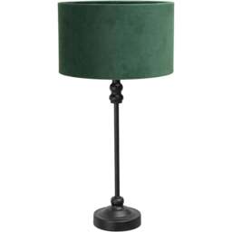ValueLights Maggie Forest Green Velvet and Black Drum Shade Candlestick LED Table Lamp - Size: 50 x 25 x 25cm - Wilko - thumbnail 1