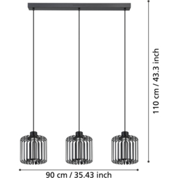 EGLO Ginestrone-Z 3 Lamp Black Steel RGB LED Pendant Light - Size: 110 x 20 x 90cm - Wilko - thumbnail 6
