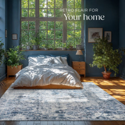 tectake Amara Vintage Non Slip Rug 340 x 240 x 0.6cm - Size: 0.6 x 240 x 340cm - Blue - Wilko - thumbnail 6