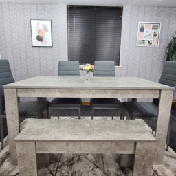 Kosy Koala 6 Seater Faux Leathe Dining Bench Set Stone Grey Effect and Grey - Size: 96 x 40 x 40cm - Portland - Wilko - thumbnail 4