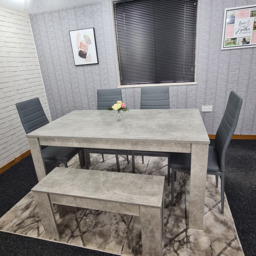 Kosy Koala 6 Seater Faux Leathe Dining Bench Set Stone Grey Effect and Grey - Size: 96 x 40 x 40cm - Portland - Wilko - thumbnail 5