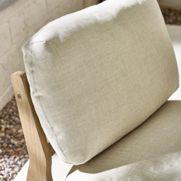 Furniturebox Niort Cream Wooden Outdoor Accent Chair with Cushion - Size: 56 x 84.5 x 56cm - Brown - Wilko - thumbnail 5