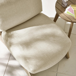 Furniturebox Niort Cream Wooden Outdoor Accent Chair with Cushion - Size: 56 x 84.5 x 56cm - Brown - Wilko - thumbnail 4