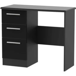 Crowndale Knightsbridge 3 Drawer Black Gloss and Black Vanity Dressing Table Ready Assembled - Size: 80 x 93 x 42cm - Black Gloss & Black - Wilko - thumbnail 3