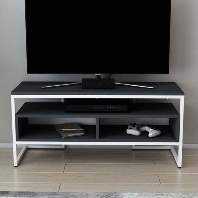 Decorotika Merrion 3 Shelf White and Anthracite TV Unit - Size: 51 x 111 x 35cm - Multi - Wilko - image 1
