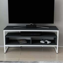 Decorotika Merrion 3 Shelf White and Anthracite TV Unit - Size: 51 x 111 x 35cm - Multi - Wilko - thumbnail 1