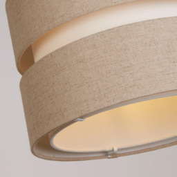 Lighting Collection Brea 2 Tier Natural Linen Ceiling Shade - Size: 20 x 30 x 30cm - Cream - Wilko - thumbnail 5