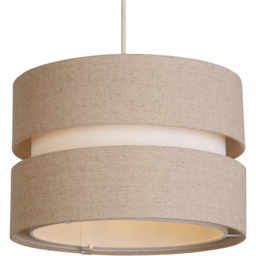Lighting Collection Brea 2 Tier Natural Linen Ceiling Shade - Size: 20 x 30 x 30cm - Cream - Wilko - thumbnail 4