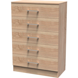 Crowndale Devon 5 Drawer Bardolino Oak Chest of Drawers Ready Assembled - Wilko - thumbnail 4