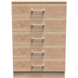 Crowndale Devon 5 Drawer Bardolino Oak Chest of Drawers Ready Assembled - Wilko - thumbnail 3