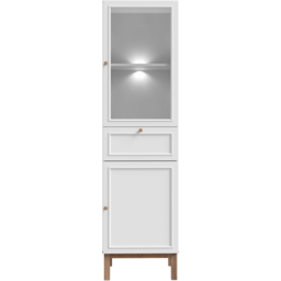 Florence Wensley 2 Door Single Drawer Light Grey and Oak Glass Display Cabinet with LED Lighting - Size: 184.6 x 50.2 x 41.7cm - Multi - Furniture To - thumbnail 5
