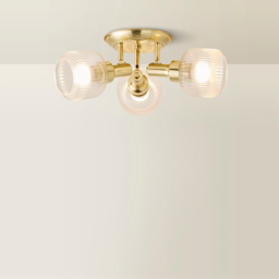 ValueLights Calpe Ribbed Clear Shades 3 Way Antique Brass Adjustable Ceiling Spotlight with Bulbs - Size: 22 x 40 x 40cm - Wilko - thumbnail 6