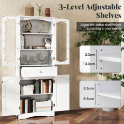 Costway 4 Door Single Drawer White Freestanding Linen Tall Bathroom Cabinet - Size: 60 x 30 x 160cm - Wilko - thumbnail 5