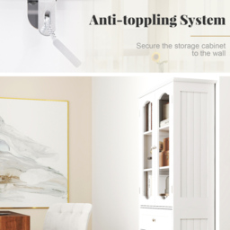 Costway 4 Door Single Drawer White Freestanding Linen Tall Bathroom Cabinet - Size: 60 x 30 x 160cm - Wilko - thumbnail 6