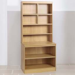 R White Cabinets 8 Shelf Brown Desk Height Bookcase with Hutch - Size: 182.8 x 85 x 54cm - Wilko - thumbnail 1