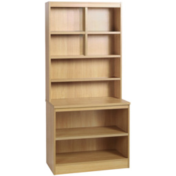R White Cabinets 8 Shelf Brown Desk Height Bookcase with Hutch - Size: 182.8 x 85 x 54cm - Wilko - thumbnail 3