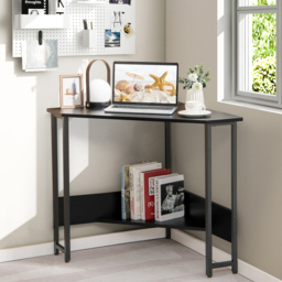 Costway 9-degree Triangle Computer Desk with Power Outlet Rustic Black - Size: 72 x 72 x 76cm - Wilko - thumbnail 5