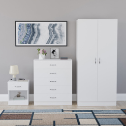 Vida Designs Riano White 3 Piece Bedroom Furniture Set - Wilko - thumbnail 3