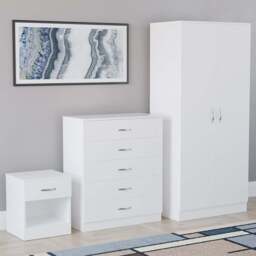 VIDA DESIGNS Riano White 3 Piece Bedroom Furniture Set - Wilko