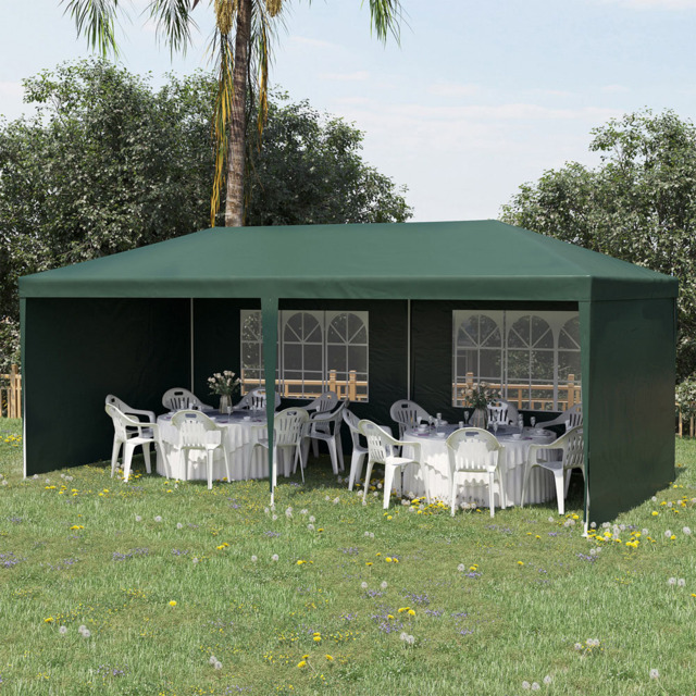 Outsunny 6 x 3m Green Party Tent with Windows and Side Panels - Size: 3 x 6m - Wilko - image 1