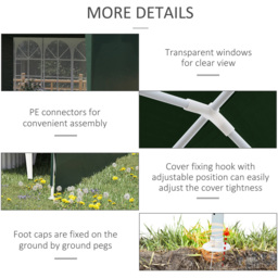 Outsunny 6 x 3m Green Party Tent with Windows and Side Panels - Size: 3 x 6m - Wilko - thumbnail 6