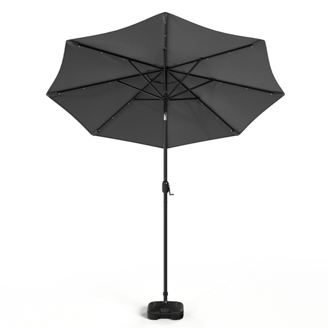 Living and Home Dark Grey 24 LED Crank Lift Garden Parasol with Plastic Fillable Base 3m - Wilko - image 1