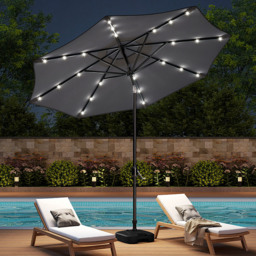 Living and Home Dark Grey 24 LED Crank Lift Garden Parasol with Plastic Fillable Base 3m - Wilko - thumbnail 3
