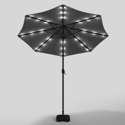 Living and Home Dark Grey 24 LED Crank Lift Garden Parasol with Plastic Fillable Base 3m - Wilko - thumbnail 7