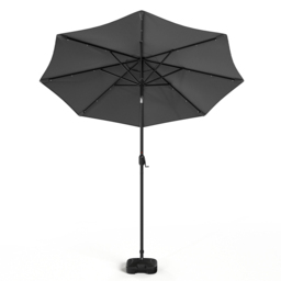 Living and Home Dark Grey 24 LED Crank Lift Garden Parasol with Plastic Fillable Base 3m - Wilko - thumbnail 1