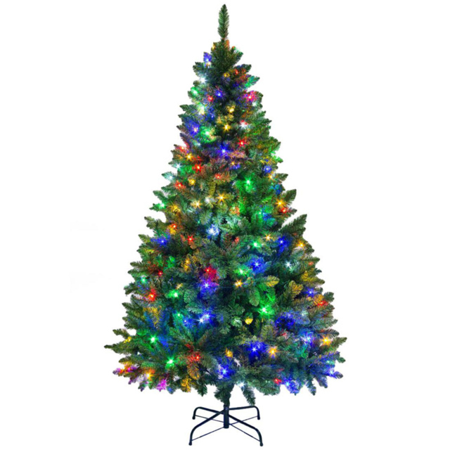 Shatchi Green Multicolour LED Pre Lit Alaskan Pine Artificial Christmas Tree 5ft - Wilko - image 1