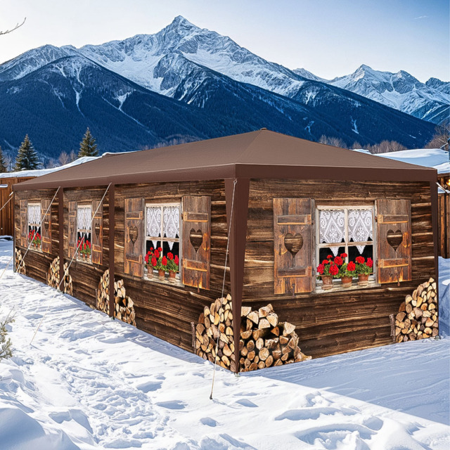 tectake Alpine Removable Side Panels Gazebo 900 x 300cm - Size: 3 x 9m - Brown - Wilko - image 1