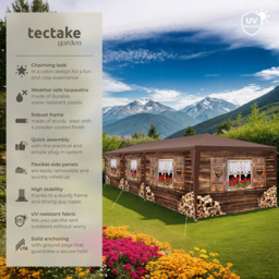tectake Alpine Removable Side Panels Gazebo 900 x 300cm - Size: 3 x 9m - Brown - Wilko - thumbnail 4