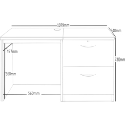 R White Cabinets 2 Drawer Dark Brown Set-04 Desk - Size: 72.8 x 107.9 x 54cm - Wilko - thumbnail 6